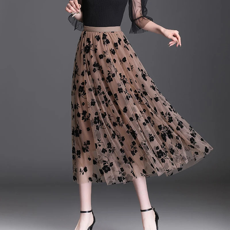Florentine Mesh Midi Skirt