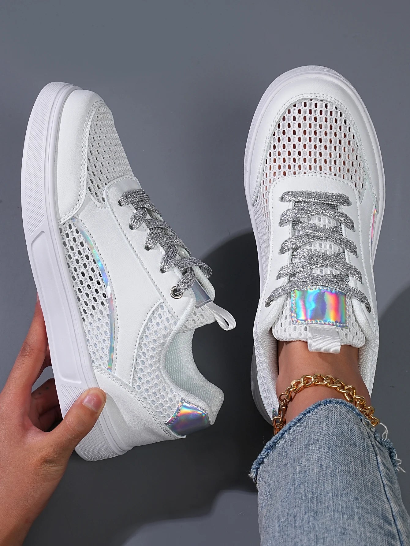 Halo Mesh Chrome Sneaker